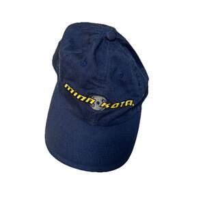 Vtg Minn Kota Hat Fishing Trolling Motor Adjustable One Size Strapback Cap Blue